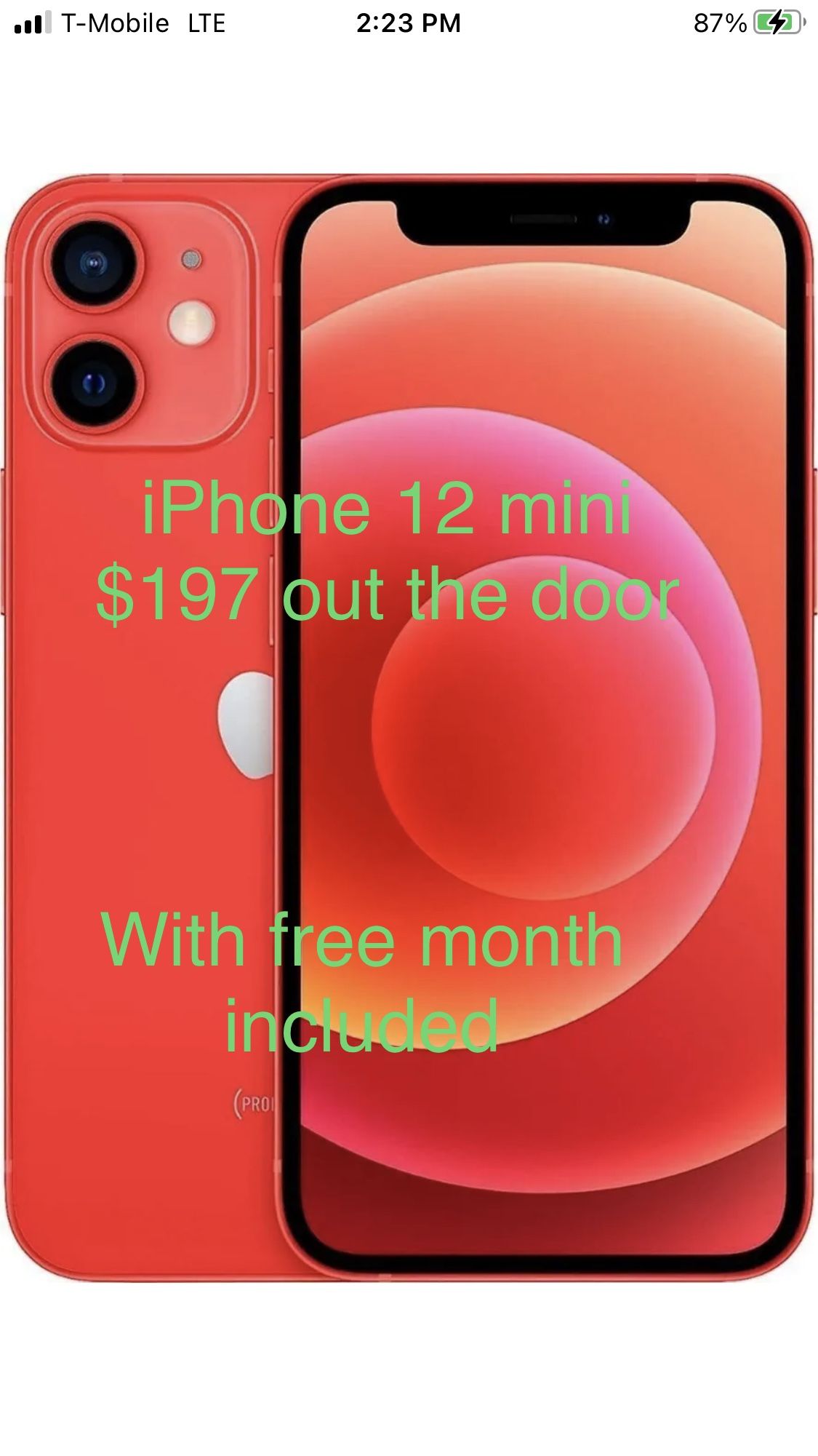 Apple iPhone 12 Mini Sale $196 Free Month Included 