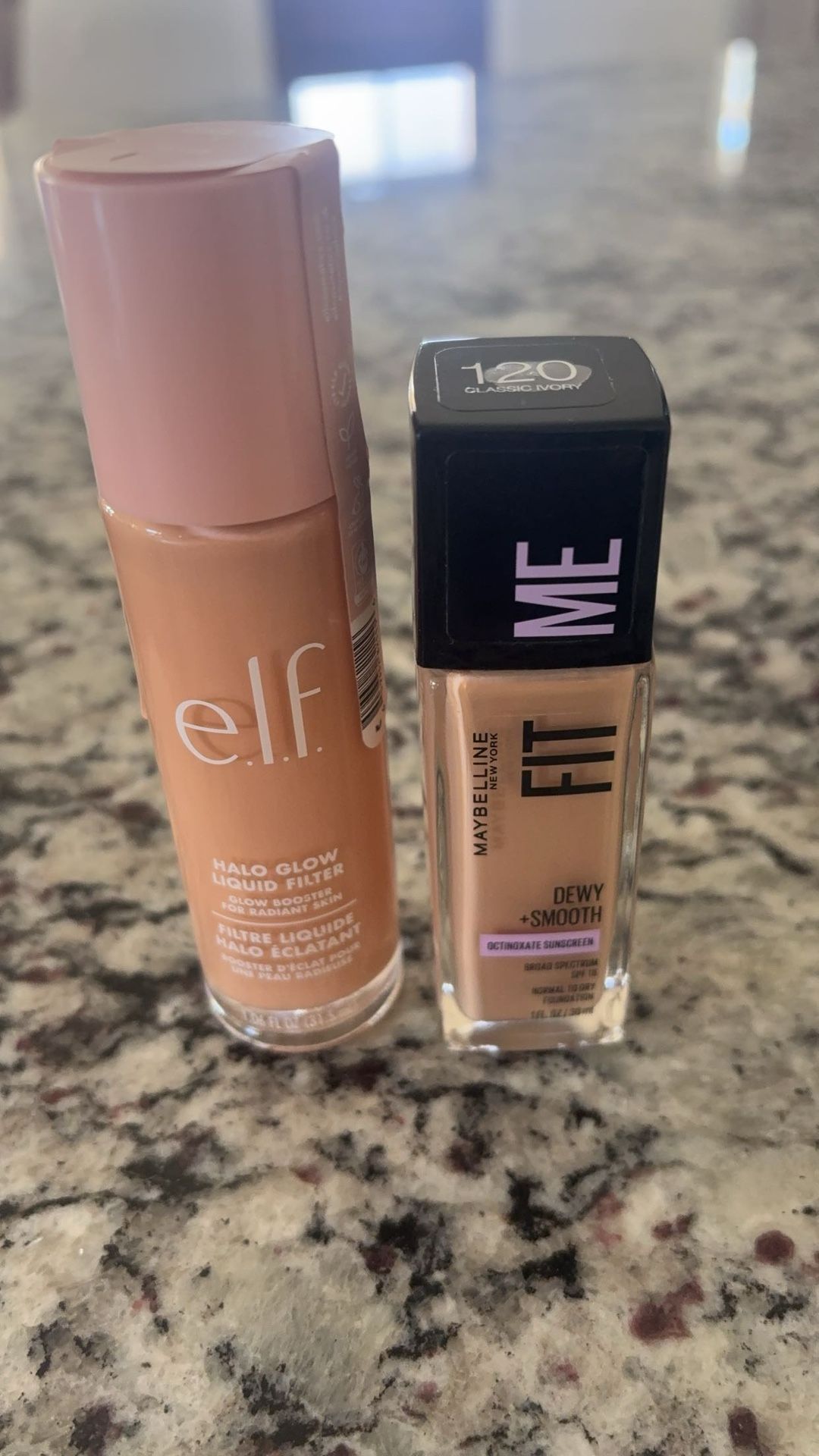 Elf Halo Glow Liquid Filter And Maybelline Fit Me Dewy Smooth Foundation With SPF