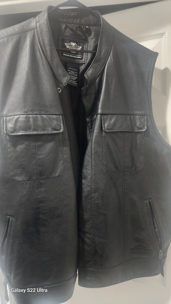 Harley-davidson Mens Black Leather Vest