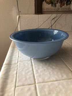 Blue Pyrex bowl