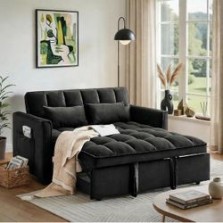 🛋️ Black Velvet Sleeper Loveseat Sofa Bed – Brand New in Box