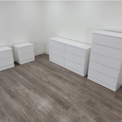 DRESSER, CHEST AND TWO NIGHTSTANDS