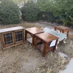 End tables.  Coffee table and Hutch FREE!