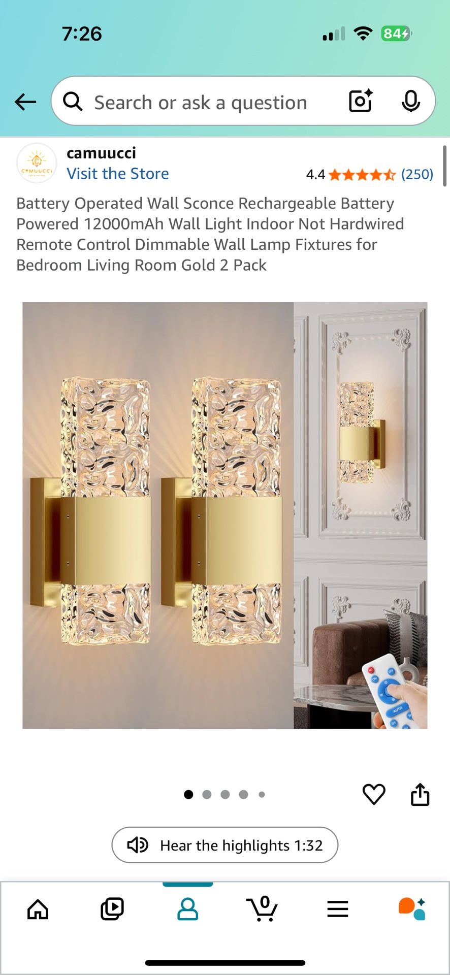 Battery operated WALL lights (2)