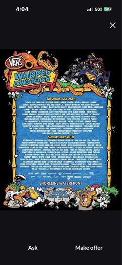 Vans Warped Tour 2026 - 1 weekend pass