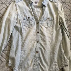 Denim Button Women Shirt Charlotte Rouse Small