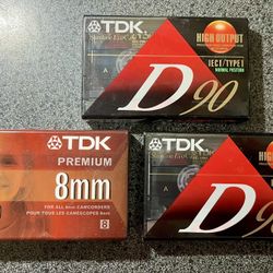 TDK 8mm Premium Video Tape 90 and 120 Minute