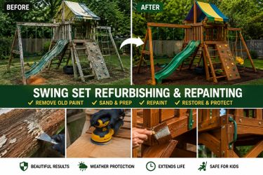 Refurbish play set, clean and paint