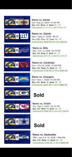 Rams all session tickets available