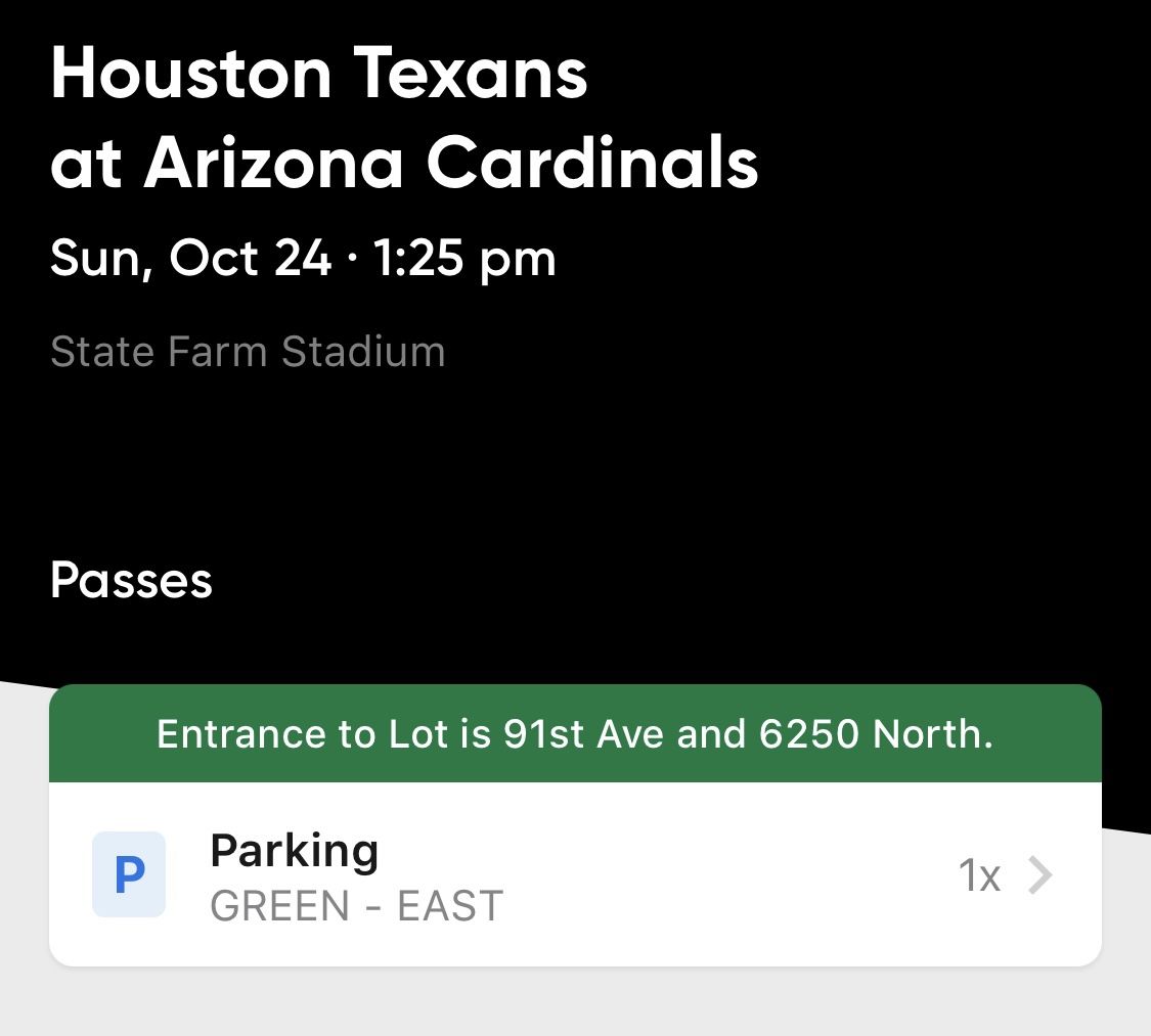 Parking Pass Green East- Houston Texans/Cardinals 