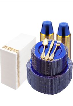 Clear Blue plastic utensils  for party