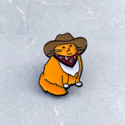 Cowboy Cat Enamel Pin - Meowdy!