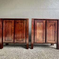 Solid Wood Cabinets (x2), Shelving 