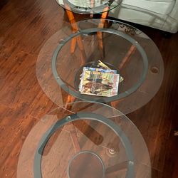Glass coffee table and end tables