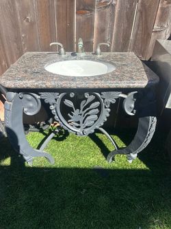Free bathroom vanity- granite with metal legs