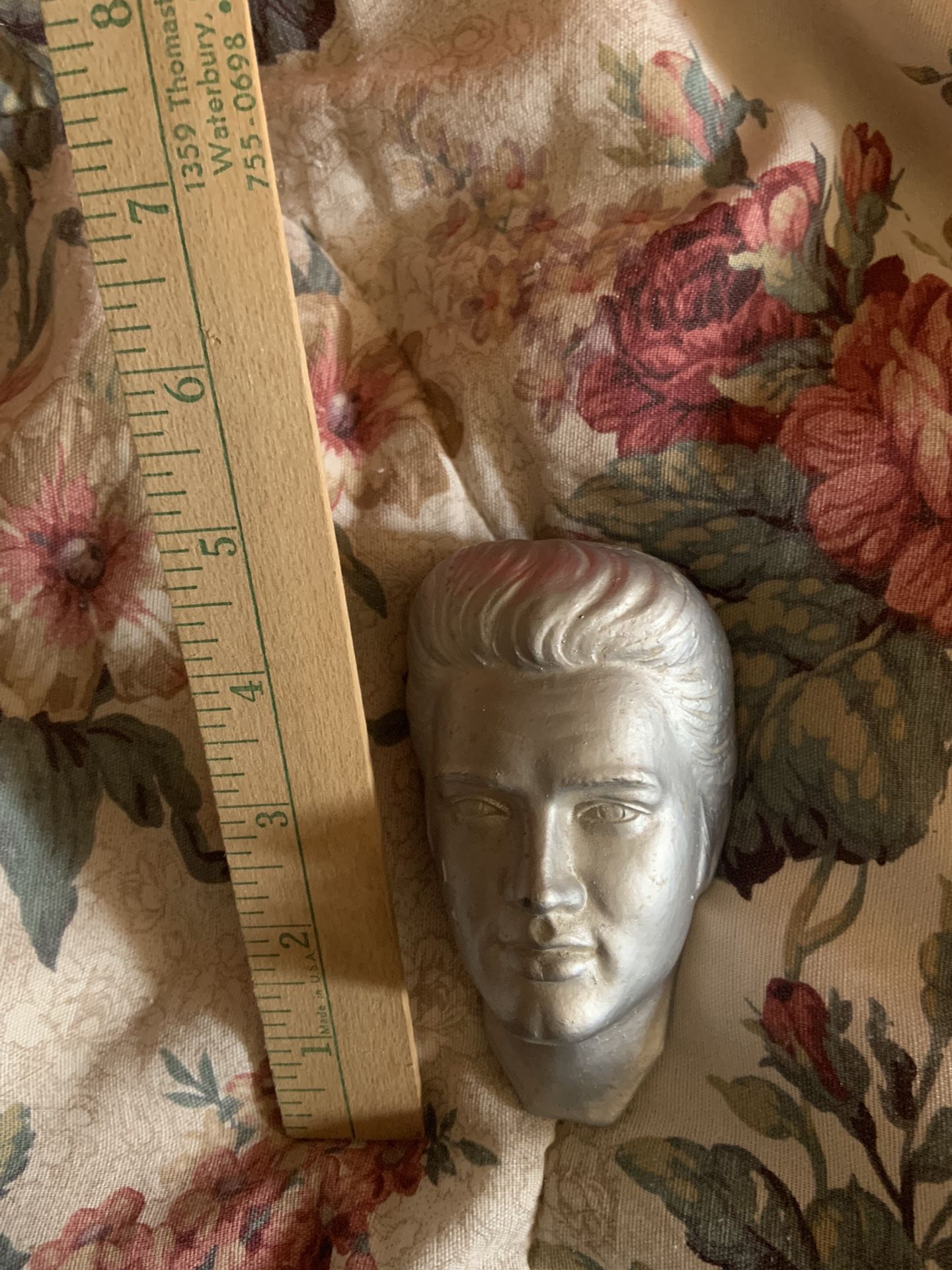 Figurine.. Craft Paperweight.. Elvis Mini Painted Silver ..$5