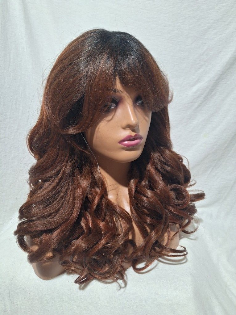 Human Hair Blend Wig. Curling Iron Safe. 24 Inches Long