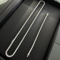 Moissanite Tennis Chain & Bracelet Set