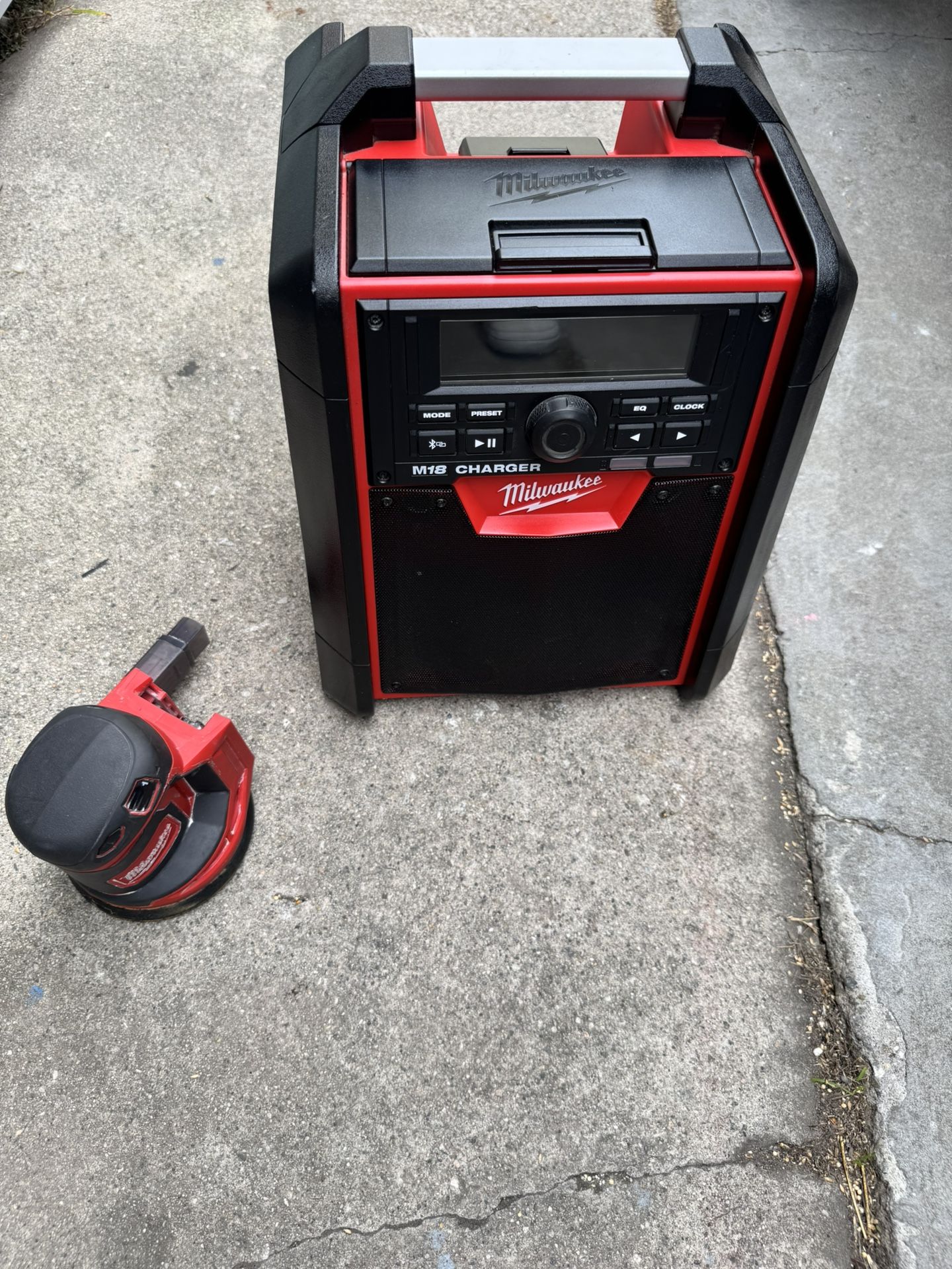 Milwaukee M18 Cordless Jobsite Radio Charger And Milwaukee M18 Cordless Sander ( No Battery Included)