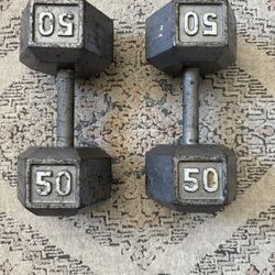 Pair of 50 lb Hex Dumbbells