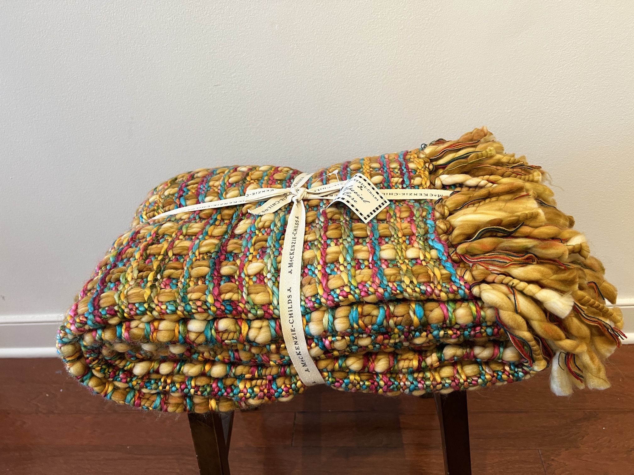 Mackenzie Childs Basketweave Throw Blanket