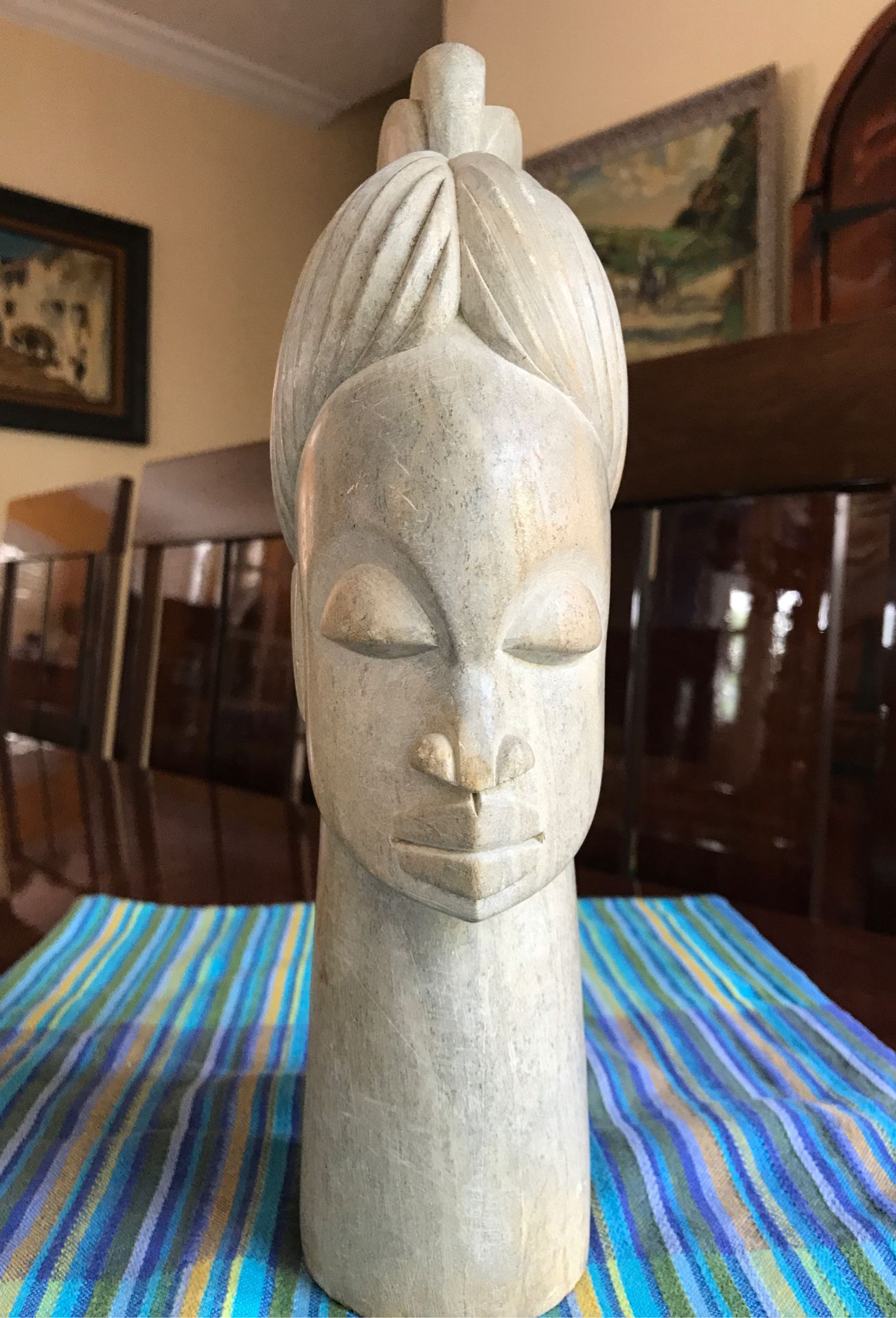 Handcarved 12 inch tall bust statue unique and rare