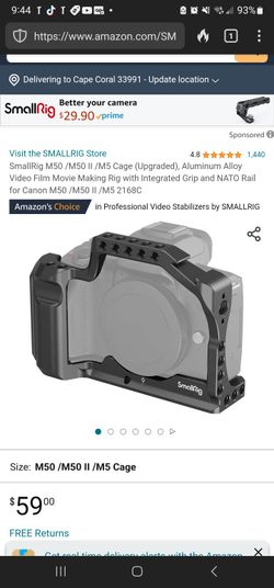  SmallRig M50 /M50 II /M5 Cage (Upgraded), Aluminum Alloy Video  Film Movie Making Rig with Integrated Grip and NATO Rail for Canon M50 /M50  II /M5 2168C : Electronics