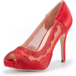 Dream Pairs Red High Heel Pump Shoes Size 5.5 M US
