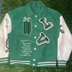 LV Leather Jacket Green 