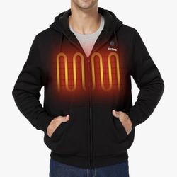ORORO Unisex 3-Zone Full-Zip Heated Fleece Hoodie with Battery & Charger