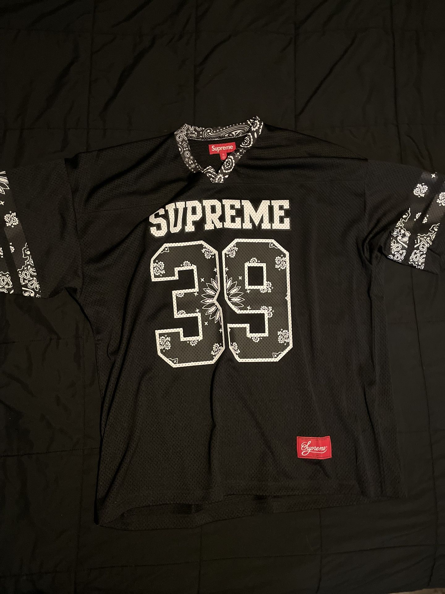 Supreme Black Bandanna Football Jersey Size XL