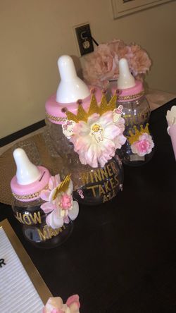 New Set of 3 baby bottles for baby shower games