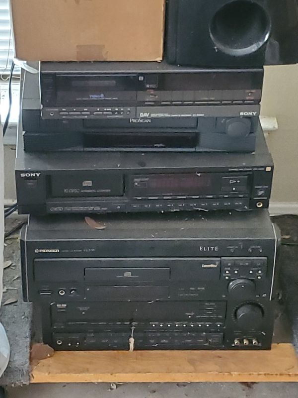 Pioneer Signal processor, Pioneer Laser Disc/ Cd player, Sony 6 disc Cd
