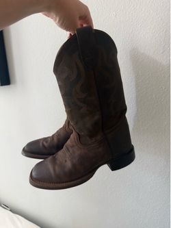 Distressed Brown Leather Cowboy Boots
