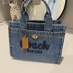 Mini denim coach tote