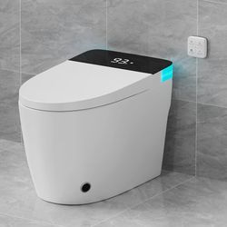 2490 $200 Smart Toilet with Elongated Heated Seat Auto Flush Manual Seat&Lid Electric Modern Tankless One Piece Toilet with no Bidet for Bathroom wit
