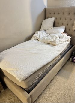 Beige Twin Bed Frame
