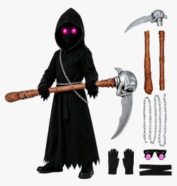 Kids Glowing Eyes Grim Reaper Costume