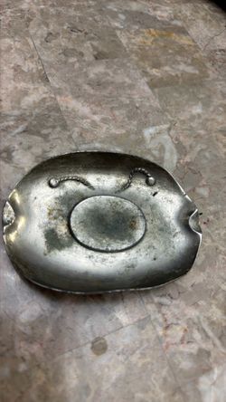 Vintage Pewter Ashtray with Embossed Detail