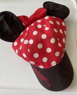 Disney Parks Minnie Mouse Youth Polka Dot Ears Baseball Cap Adjustable