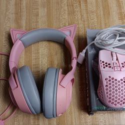 Razer BT Kitty Gaming Headset And Solakaka SM900 Gaming Mouse Pink