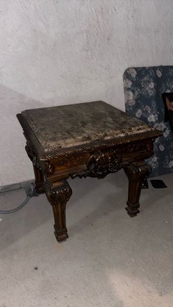 Antique Carved Wood Side Table