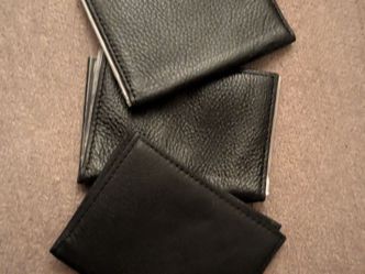 Black Leather Wallets Set of Two