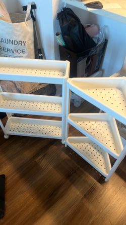 White Plastic 3-Tier Storage Shelves (Set of 2)