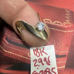 18K Solid Gold Ring For Wedding 2.9Gr Size 8.5