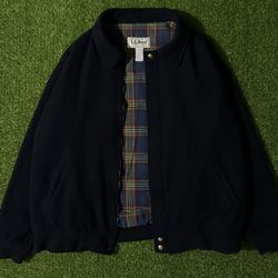 Mens Vintage VTG 80s 90s LL Bean Pure Wool Flannel Lined Bomber Jacket Coat Size XL - XXL
