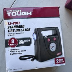 12V Portable Tire Inflator with LED Light & Built-in Dial Indicator - Compact, Lightweight for Bike Tires & Sports Balls