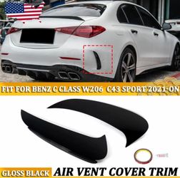 Gloss Black Rear Bumper Side Air Vent Blade Trim Cover Fits 22-25 W206 C300 C43