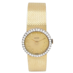 Ladies Concord 24mm Classic Vintage 14K Yellow Gold Watch with Gold Dial and Diamond Bezel. (Pre-Owned)