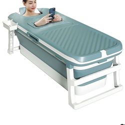 Foldable Bathtub Portable Soaking Bath Tub for adult,Ideal for Hot Bath Ice Bath with Reached Out Hands 53 inch
